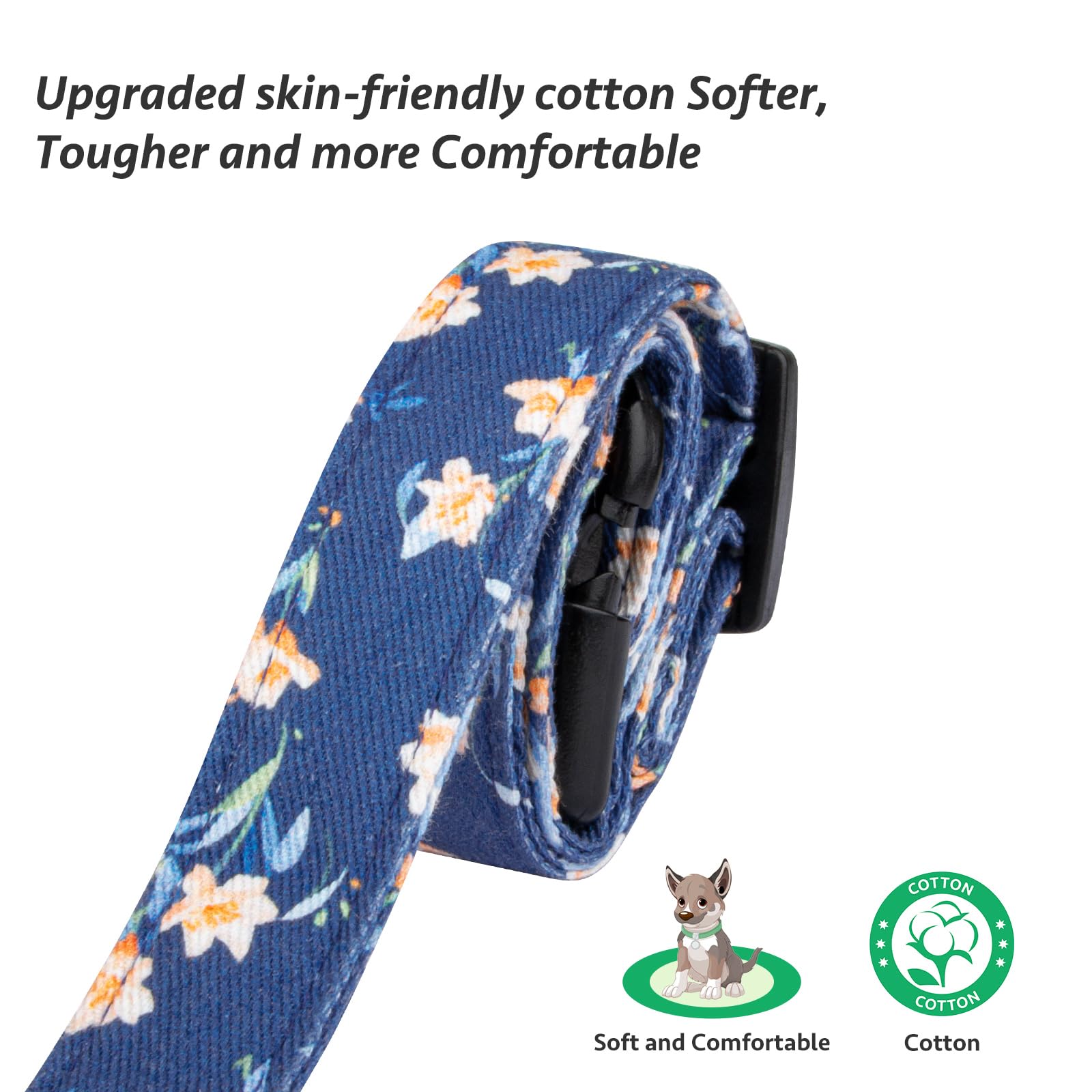 Cotton Handmade Dog Collar Cute And Distinctive Patterns Blue Tulip With Pendant For Girl Boy Dogs Collars M